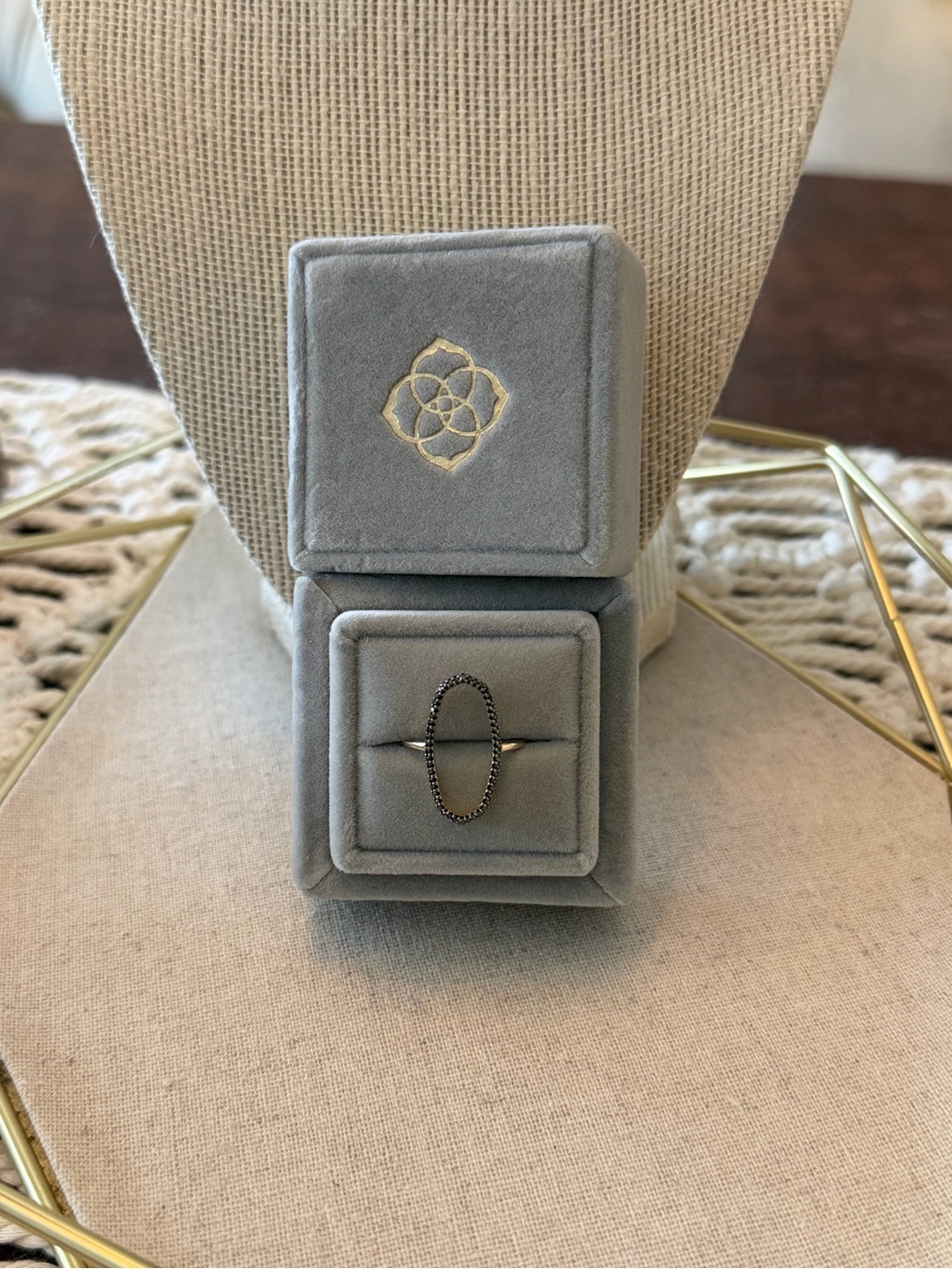 Kendra Scott 14k Yellow Gold and Black Diamond Dani Ring - Size 8